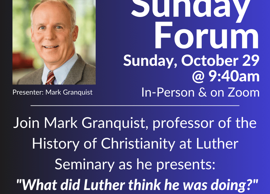Sunday Forum | October 29; 9:40am